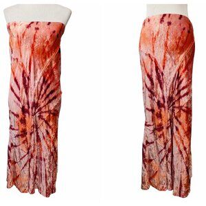 Free People Women Sz L Serious Swagger Bali Tie Dye Velvet Asymmetric Seam Skirt